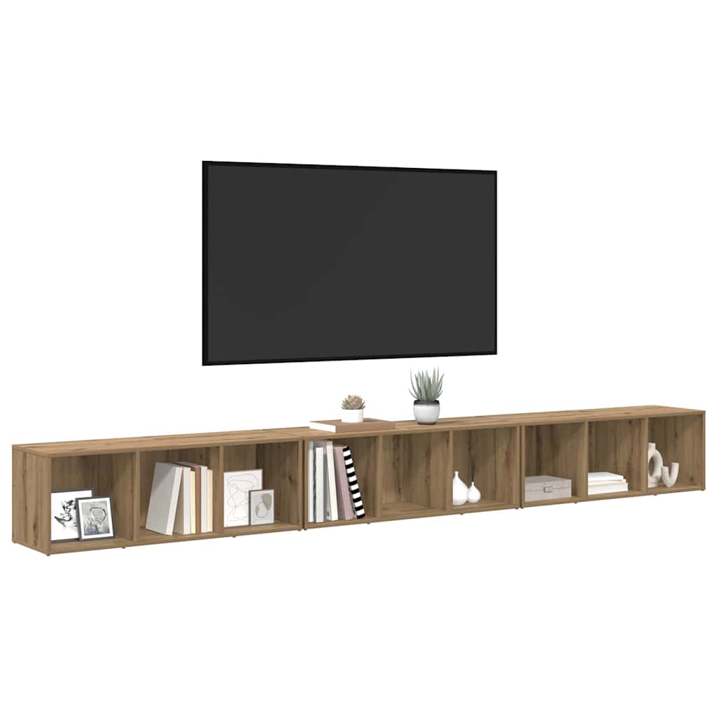TV-Schrankset Wandmontiert 3 pcs Artisan-Eiche 37 x 35 x 107 cm