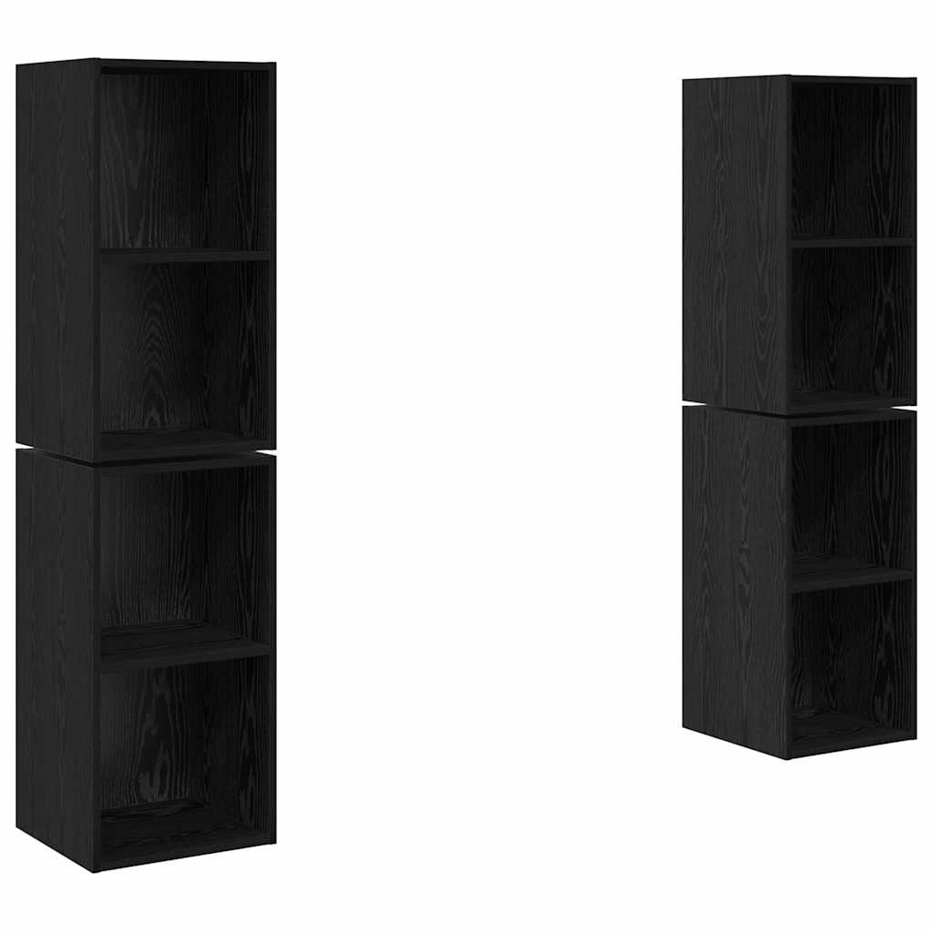 TV-Schrankset 4 pcs Schwarz Eichen-Optik 37 x 37 x 72 cm