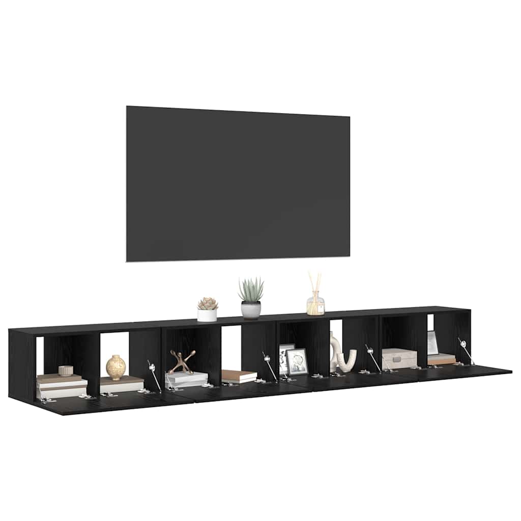 TV-Schrankset 4 pcs Schwarz Eichen-Optik 60 x 30 x 30 cm