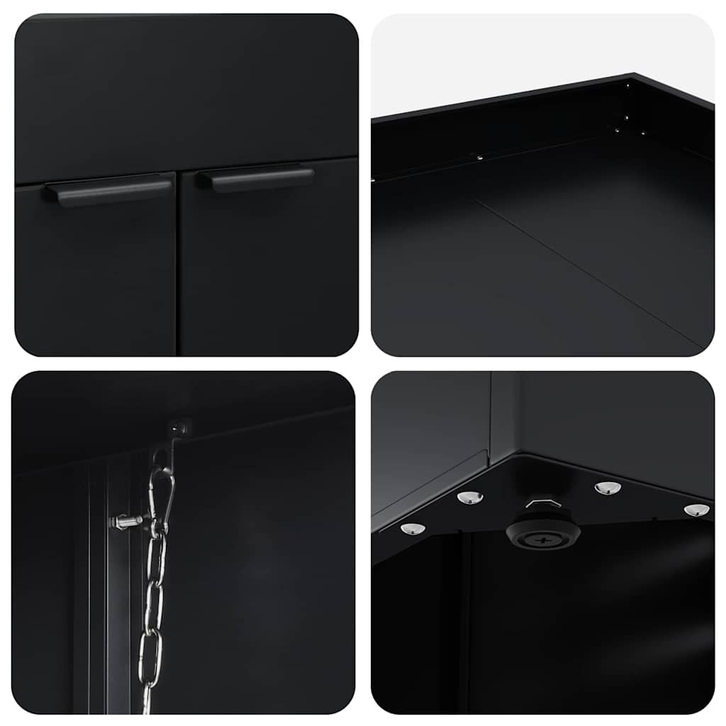 Wagenmüllbehälter für 4 Behälter Schwarz 272 x 77,5 x 121,5 cm