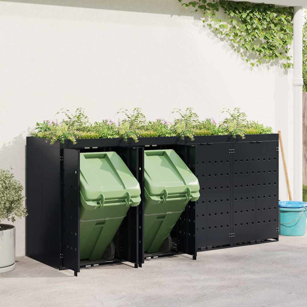 Wagenmüllbehälter für 4 Behälter Schwarz 272 x 77,5 x 121,5 cm