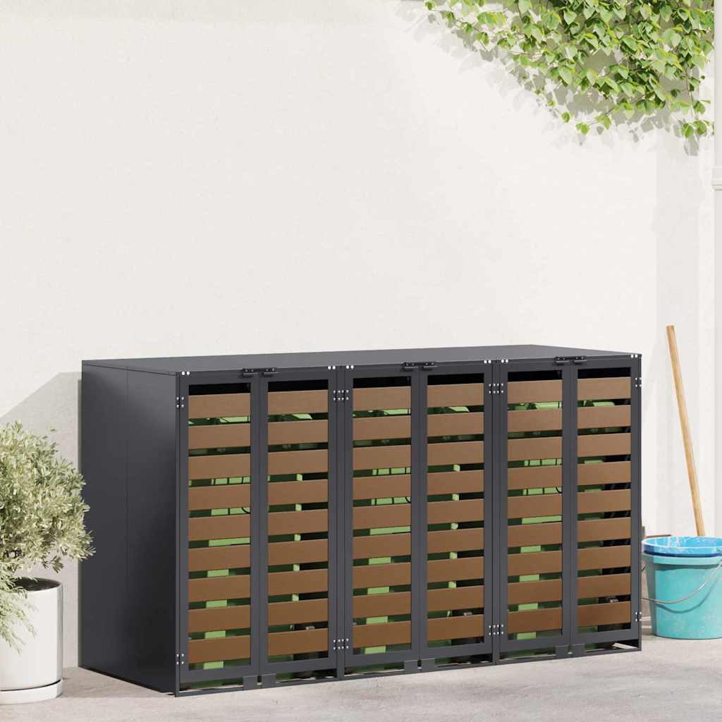 Wagenmüllbehälter für 3 Behälter 204 x 77,5 x 115,5 cm Stahl