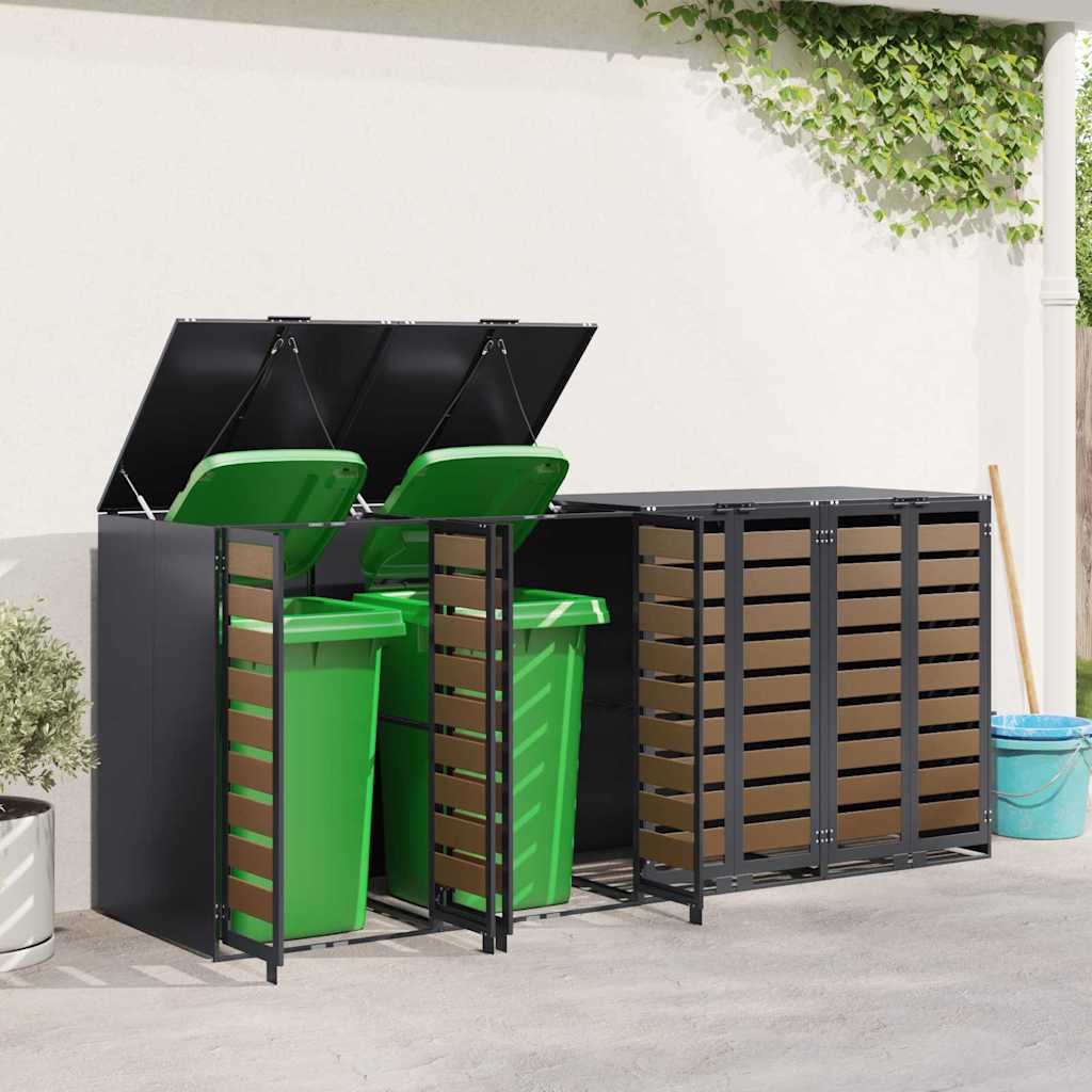 Wagenmüllbehälter für 4 Behälter 272 x 77,5 x 115,5 cm Stahl