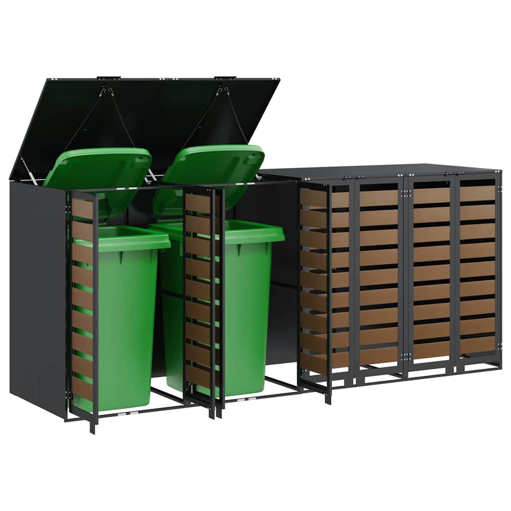 Wagenmüllbehälter für 4 Behälter 272 x 77,5 x 115,5 cm Stahl