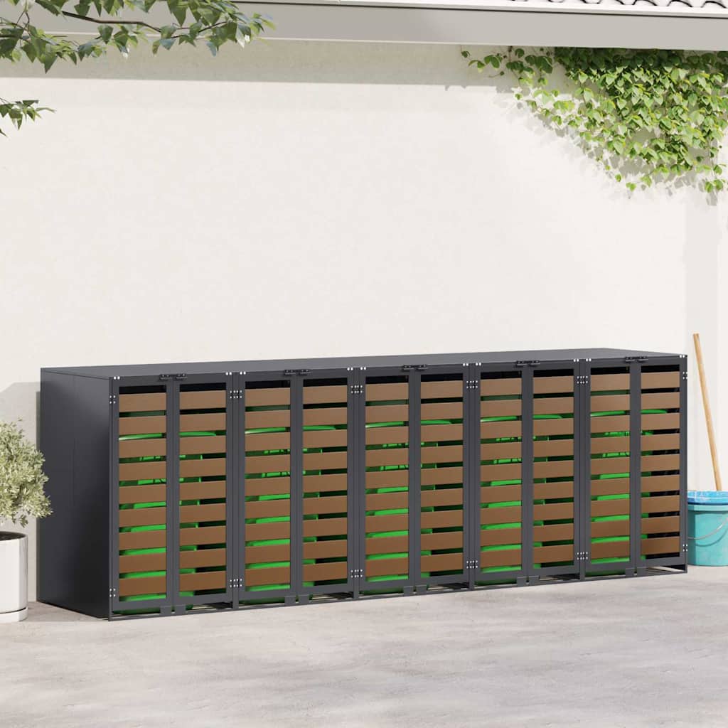 Wagenmüllbehälter für 5 Behälter 340 x 77,5 x 115,5 cm Stahl