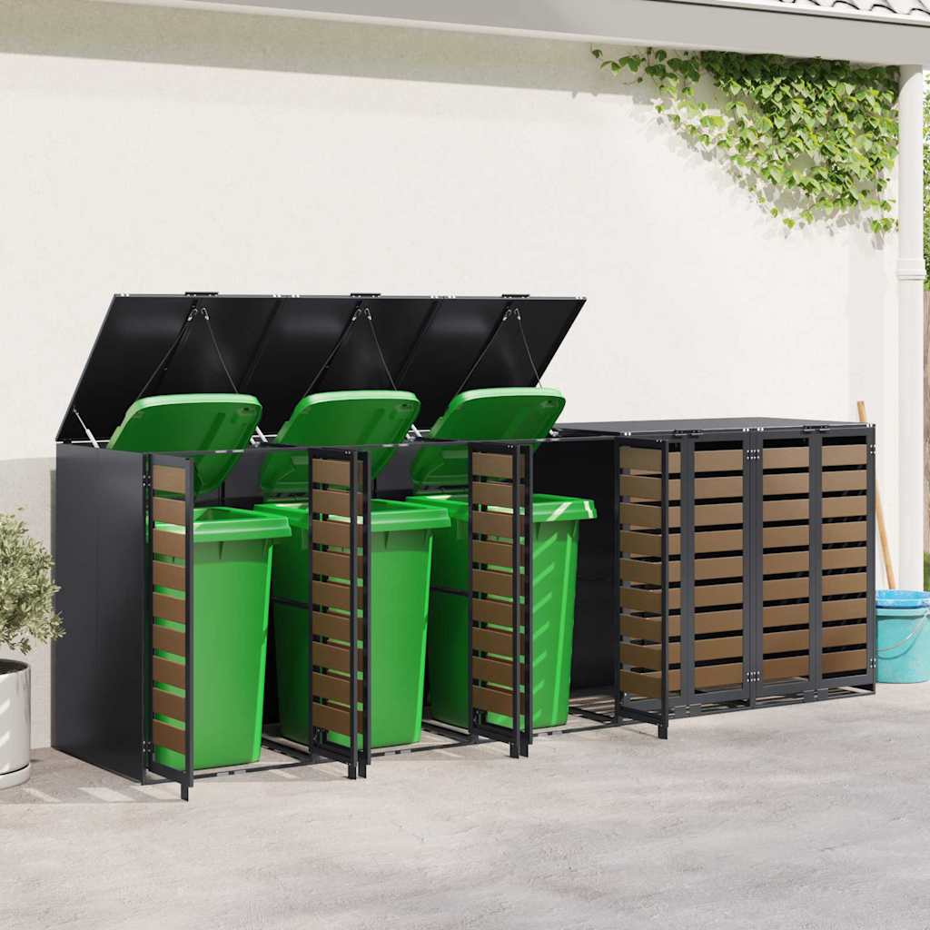 Wagenmüllbehälter für 5 Behälter 340 x 77,5 x 115,5 cm Stahl