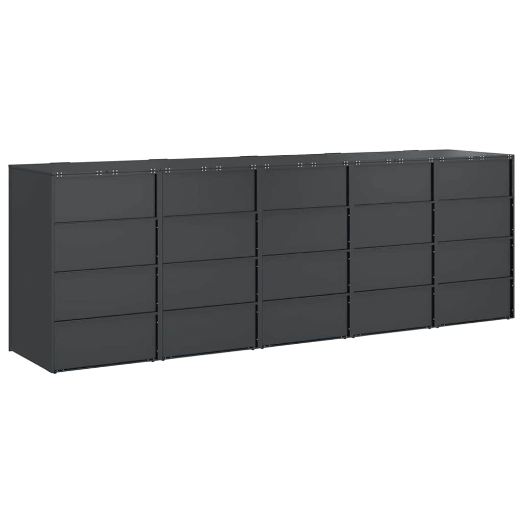 Wagenmüllbehälter für 5 Behälter 340 x 77,5 x 115,5 cm Stahl