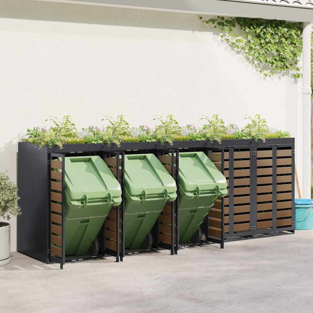 Wagenmüllbehälter für 5 Behälter 340 x 77,5 x 121,5 cm Stahl