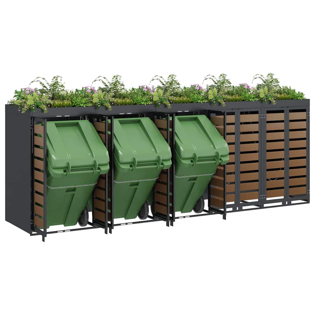 Wagenmüllbehälter für 5 Behälter 340 x 77,5 x 121,5 cm Stahl
