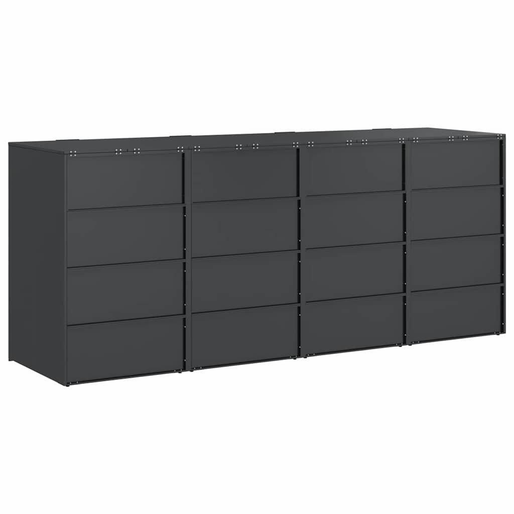 Wagenmüllbehälter für 4 Behälter 272 x 77,5 x 115,5 cm Stahl