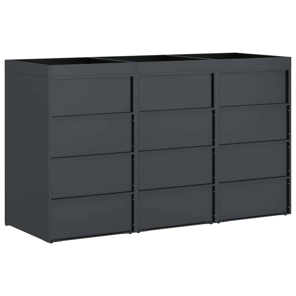Wagenmüllbehälter für 3 Behälter 204 x 77,5 x 121,5 cm Stahl
