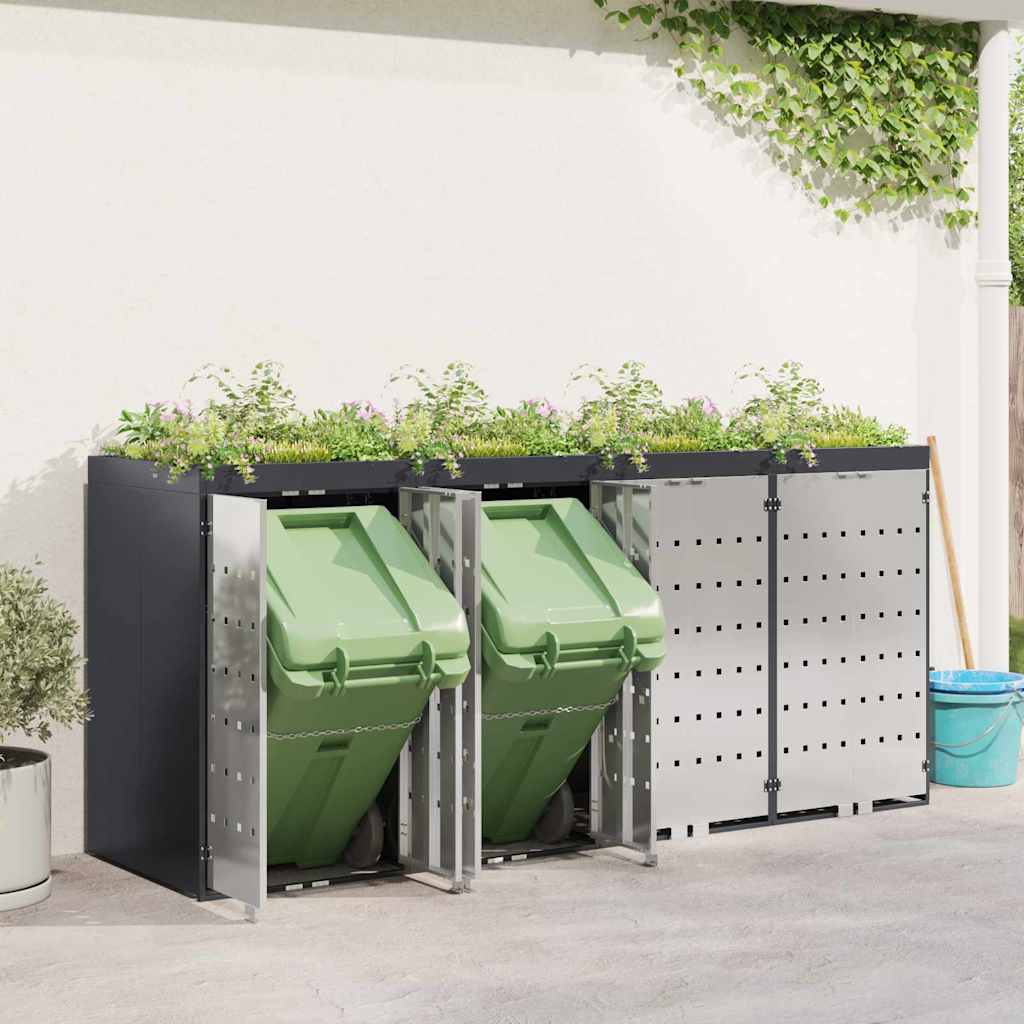 Wagenmüllbehälter für 4 Behälter 272 x 77,5 x 121,5 cm Stahl
