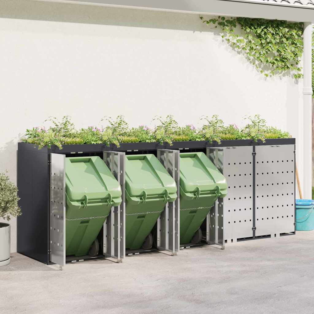 Wagenmüllbehälter für 5 Behälter 340 x 77,5 x 121,5 cm Stahl