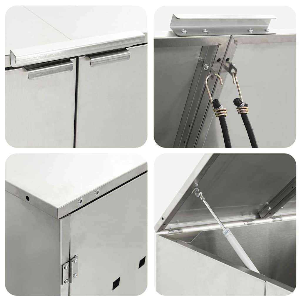 Wagenmüllbehälter für 2 Behälter Silber 136 x 77,5 x 115,5 cm