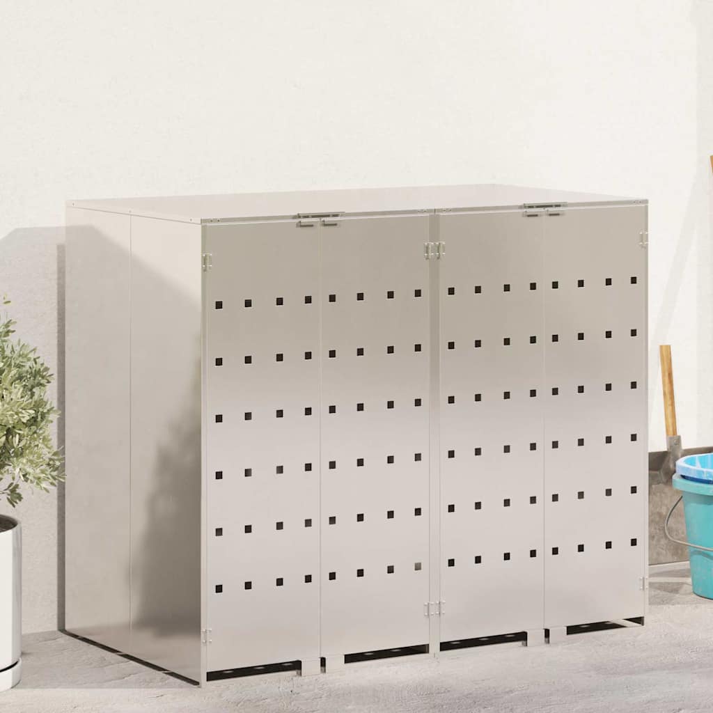 Wagenmüllbehälter für 2 Behälter Silber 136 x 77,5 x 115,5 cm