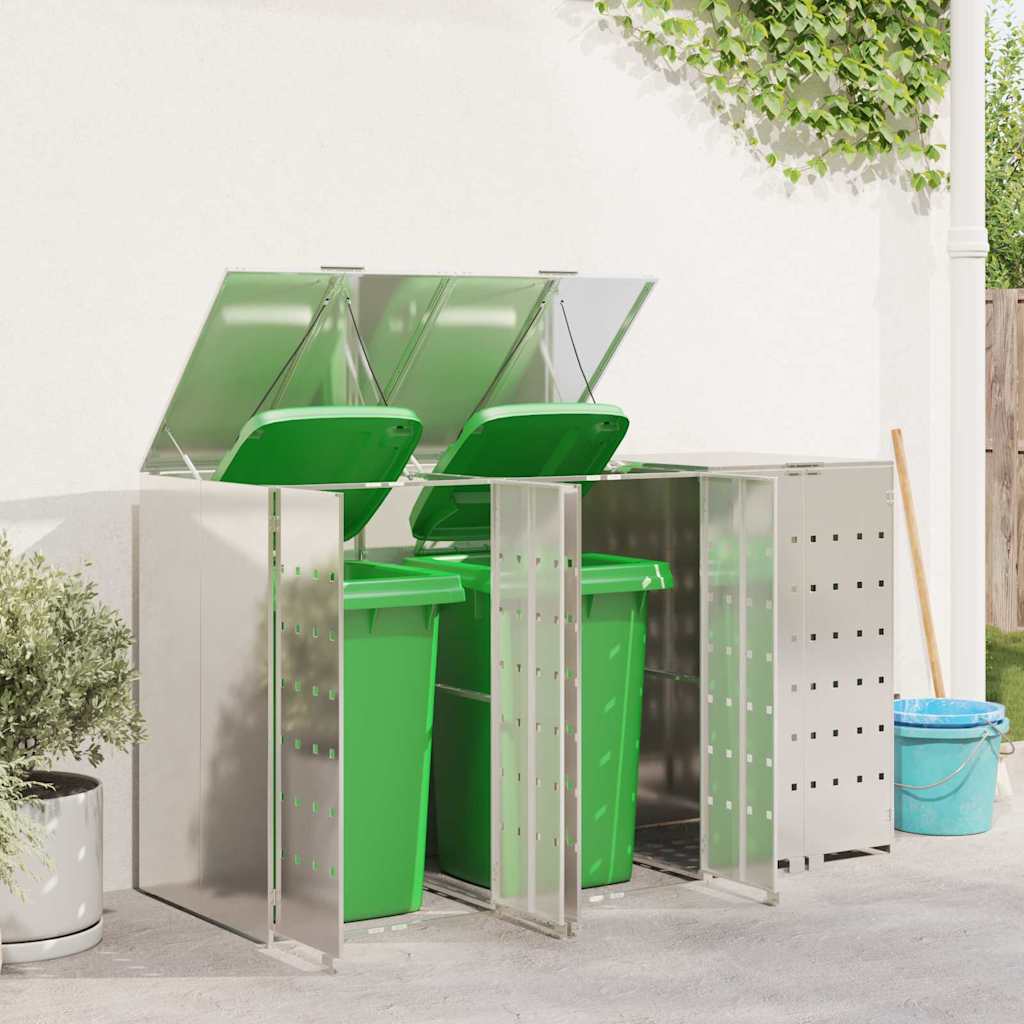 Wagenmüllbehälter für 3 Behälter Silber 204 x 77,5 x 115,5 cm