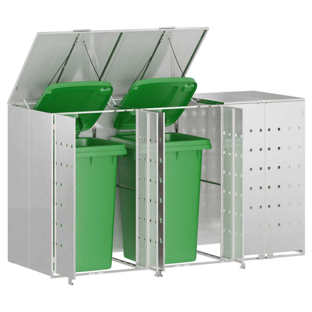 Wagenmüllbehälter für 3 Behälter Silber 204 x 77,5 x 115,5 cm