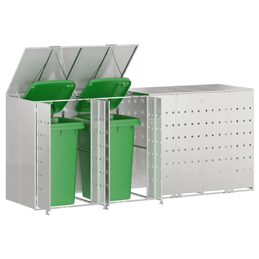 Wagenmüllbehälter für 4 Behälter Silber 272 x 77,5 x 115,5 cm