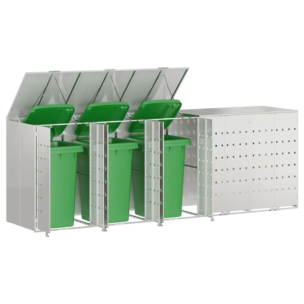 Wagenmüllbehälter für 5 Behälter Silber 340 x 77,5 x 115,5 cm