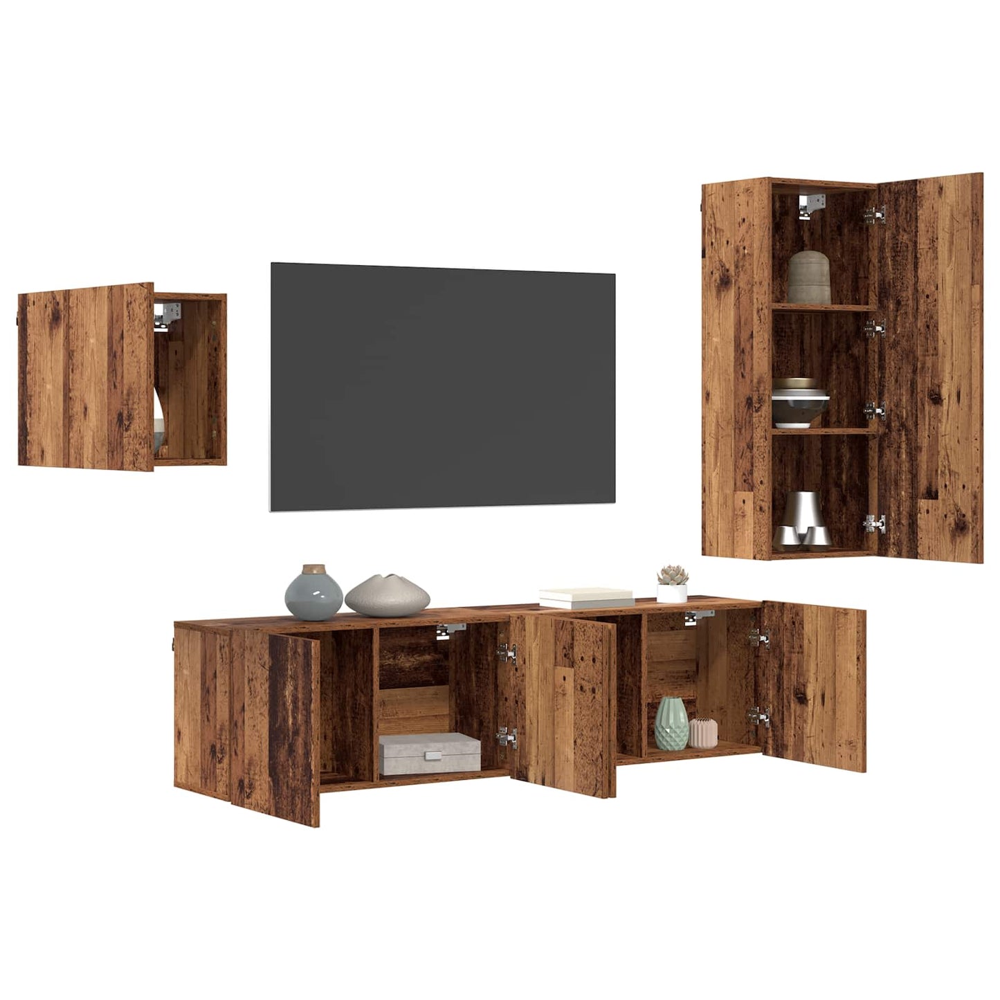 TV-Schränk Wandmontiert 4 pcs Altholz Holzwerkstoff