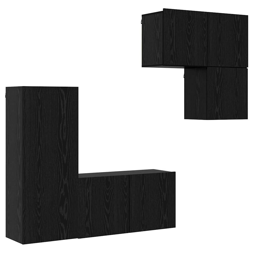 TV-Schränk 4 pcs Schwarz Eichen-Optik Holzwerkstoff