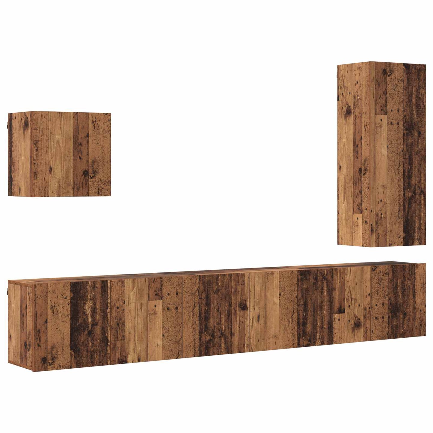 TV-Wandmöbel Wandmontiert 5 pcs Altholz Holzwerkstoff