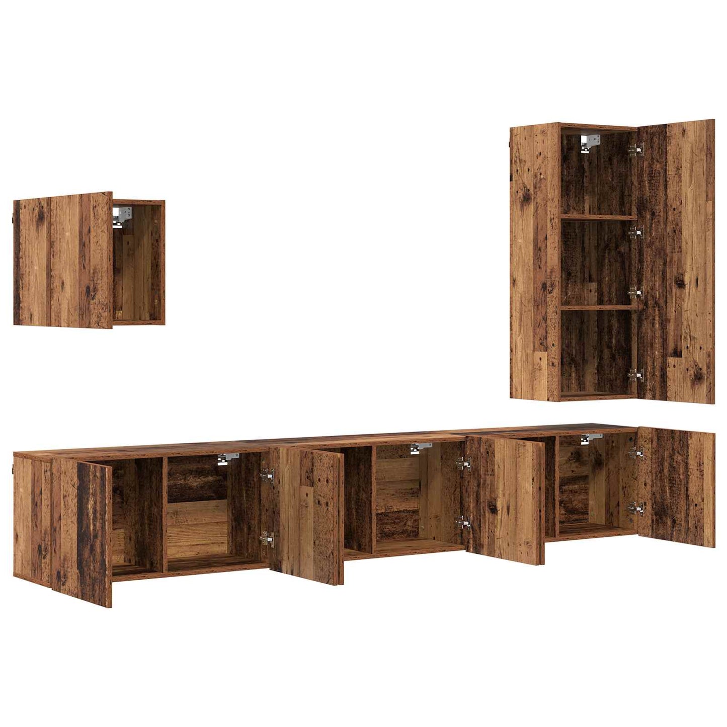 TV-Wandmöbel Wandmontiert 5 pcs Altholz Holzwerkstoff