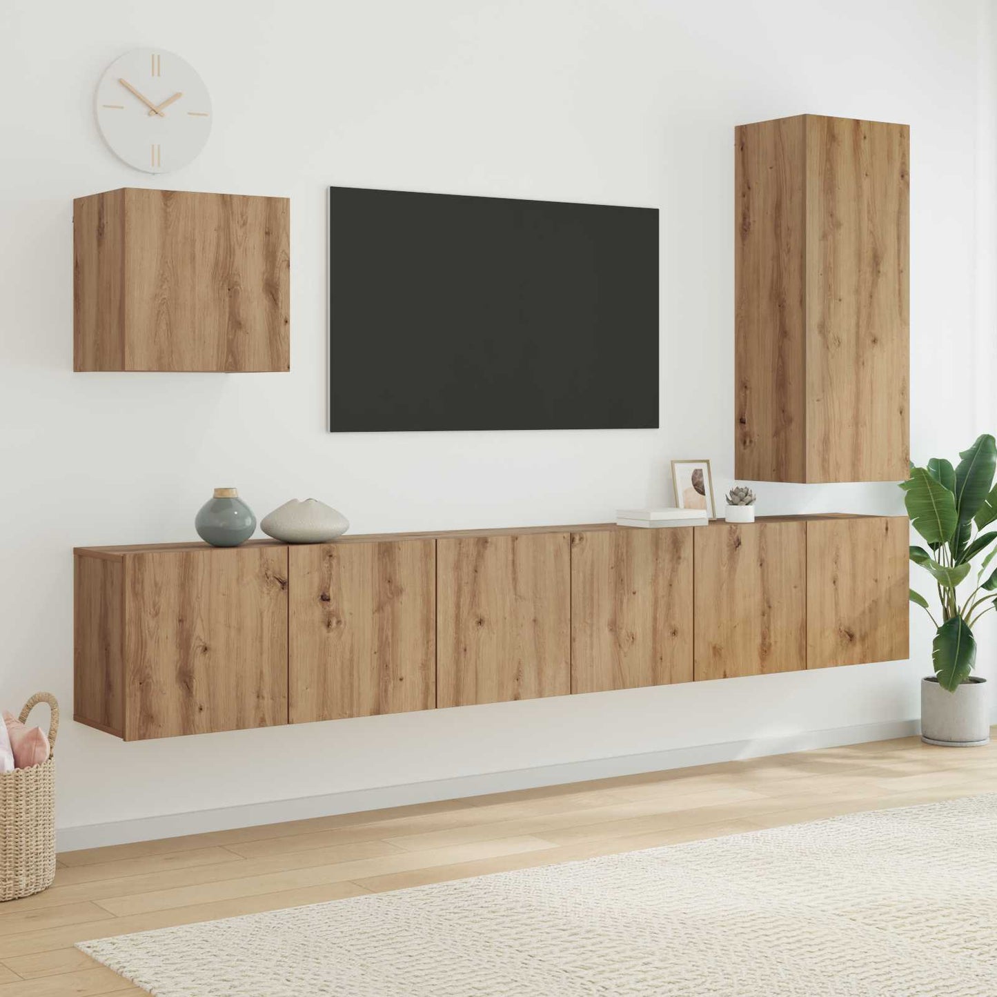 TV-Wandmöbel Wandmontiert 5 pcs Artisan-Eiche Holzwerkstoff