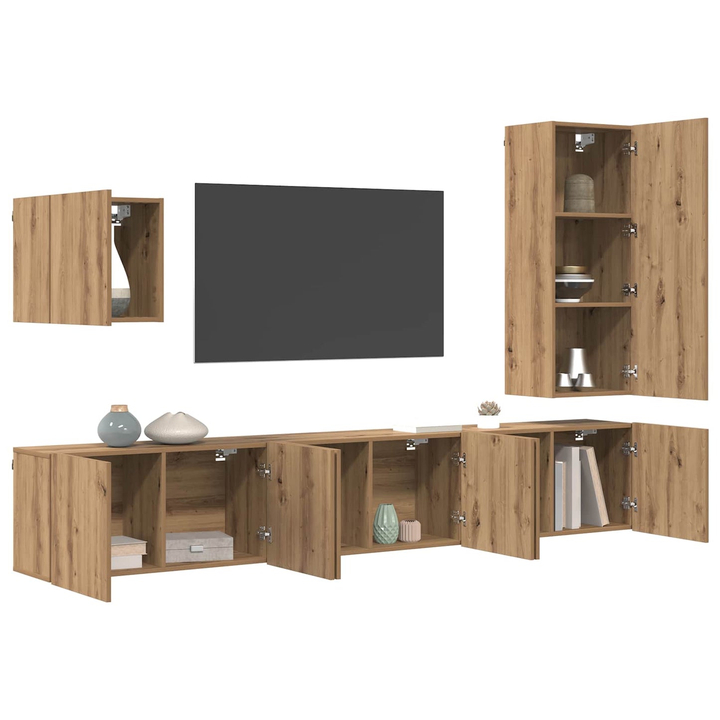 TV-Wandmöbel Wandmontiert 5 pcs Artisan-Eiche Holzwerkstoff