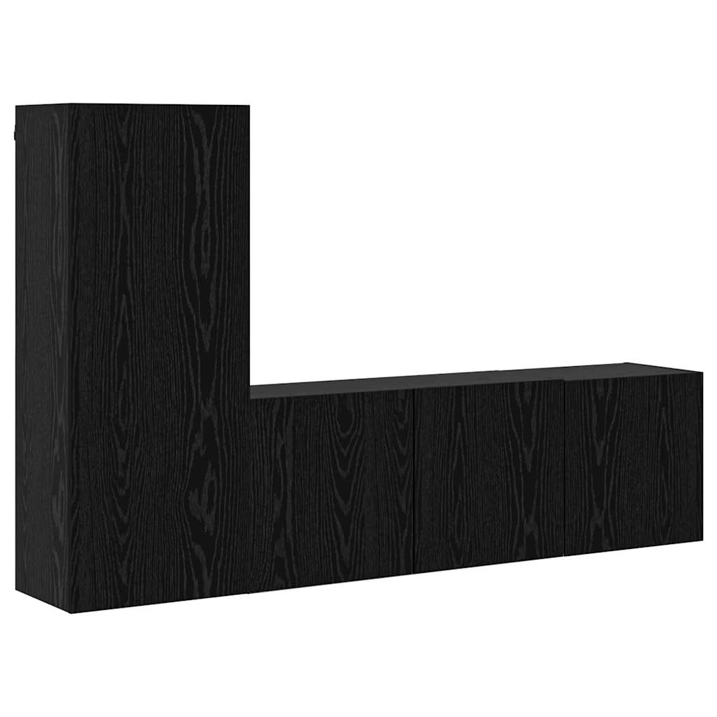 TV-Wandmöbel 5 pcs Schwarz Eichen-Optik Holzwerkstoff