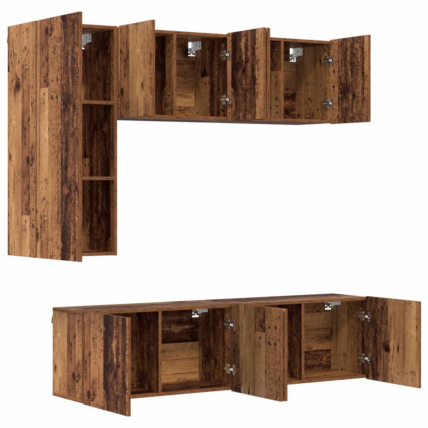 TV-Wandmöbel Wandmontiert 5 pcs Altholz Holzwerkstoff