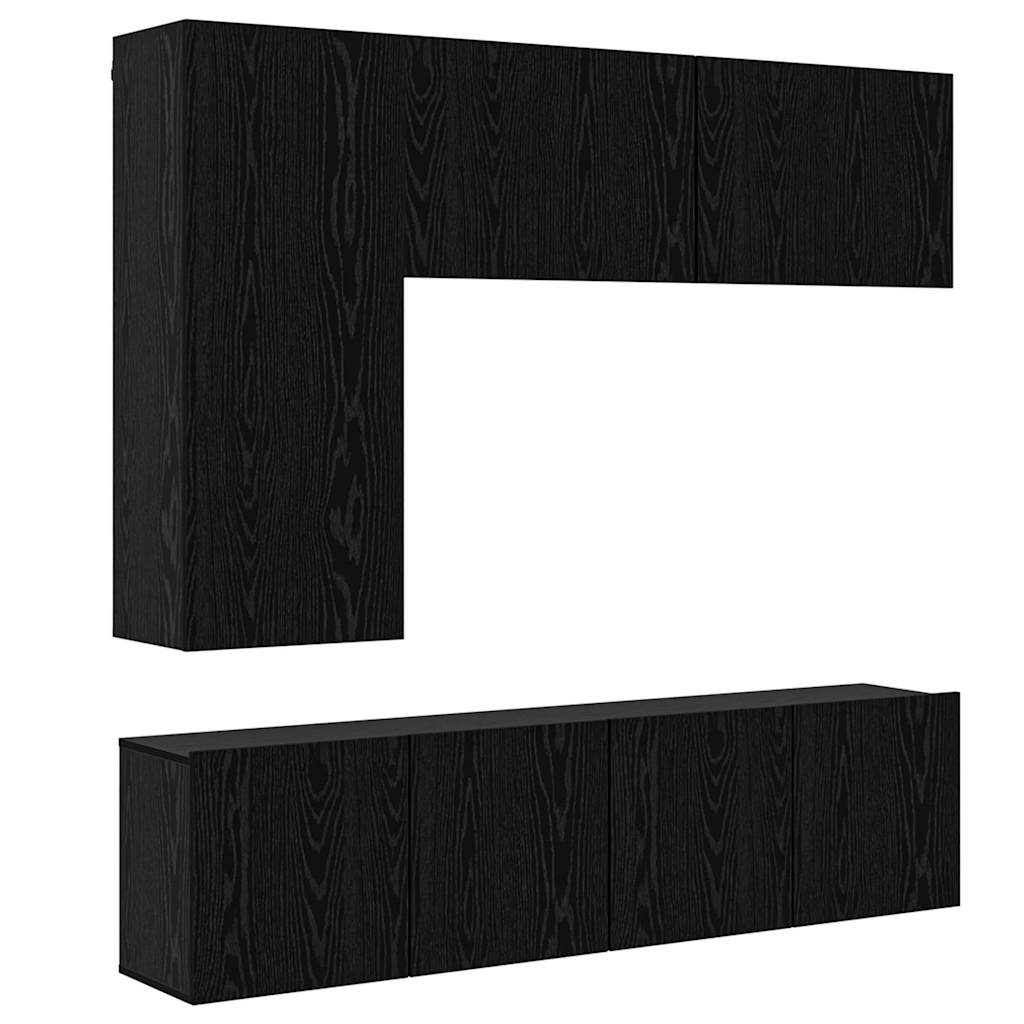 TV-Wandmöbel 5 Stück Schwarz Eichen-Optik Holzwerkstoff