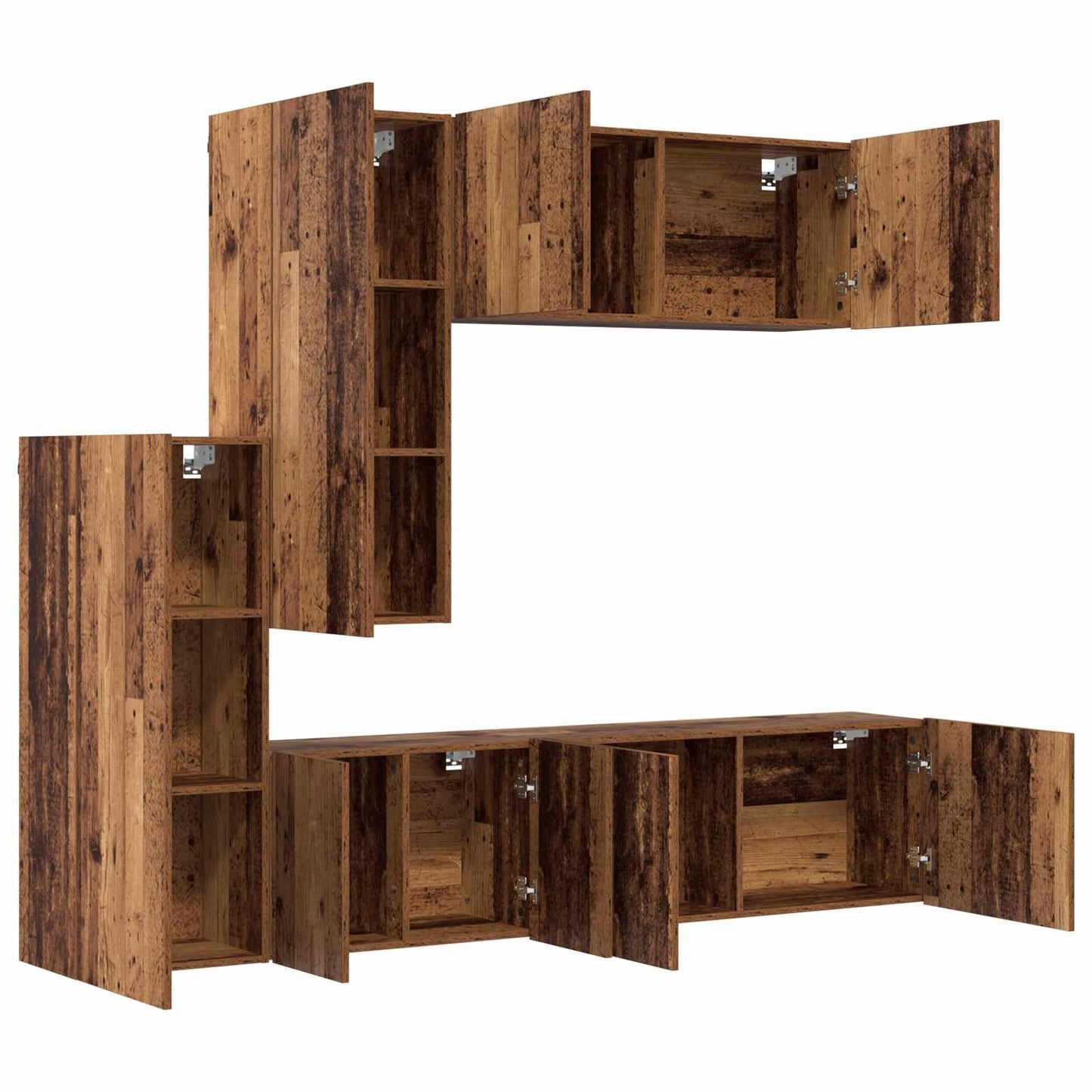 TV-Wandmöbel Wandmontiert 5 pcs Altholz Holzwerkstoff