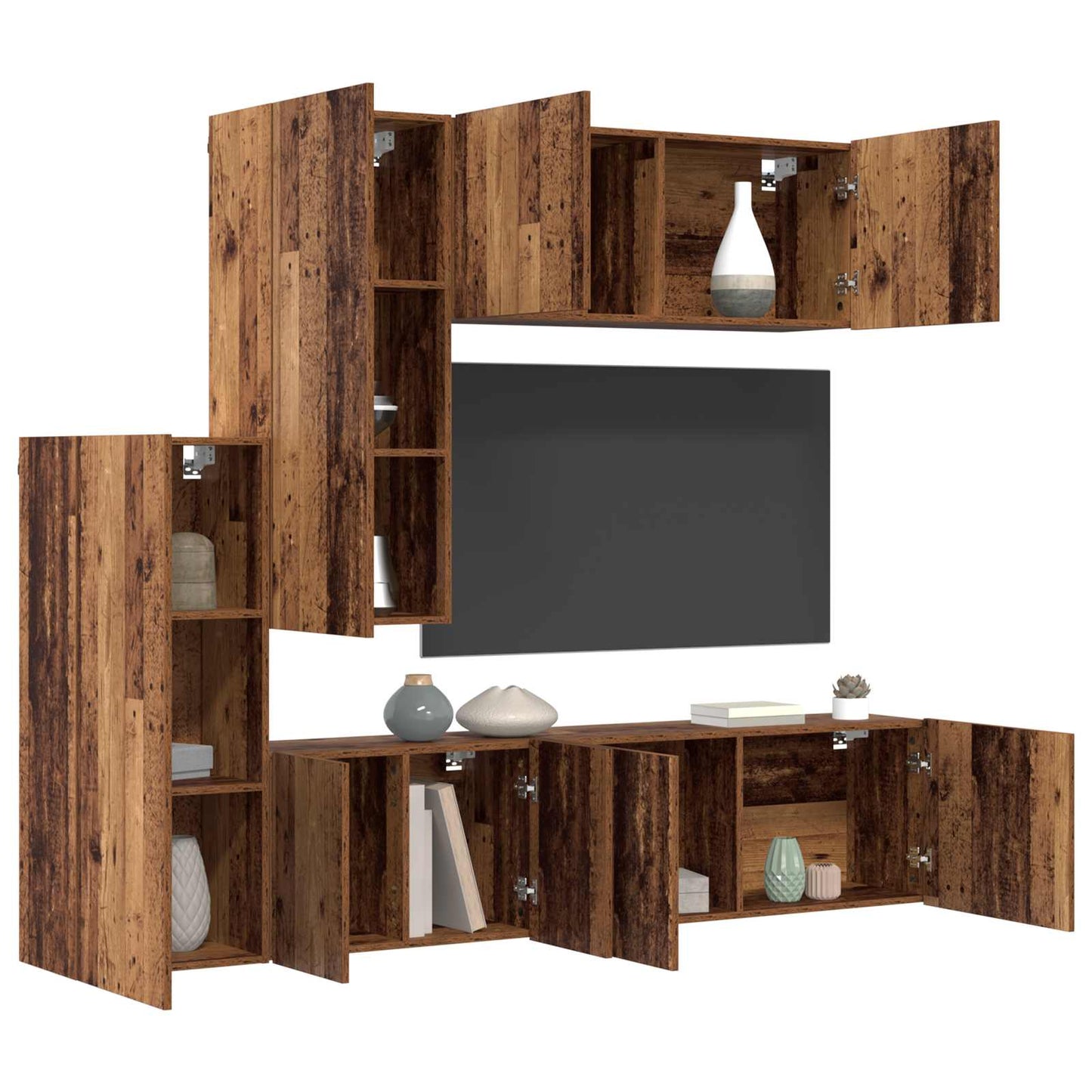 TV-Wandmöbel Wandmontiert 5 pcs Altholz Holzwerkstoff