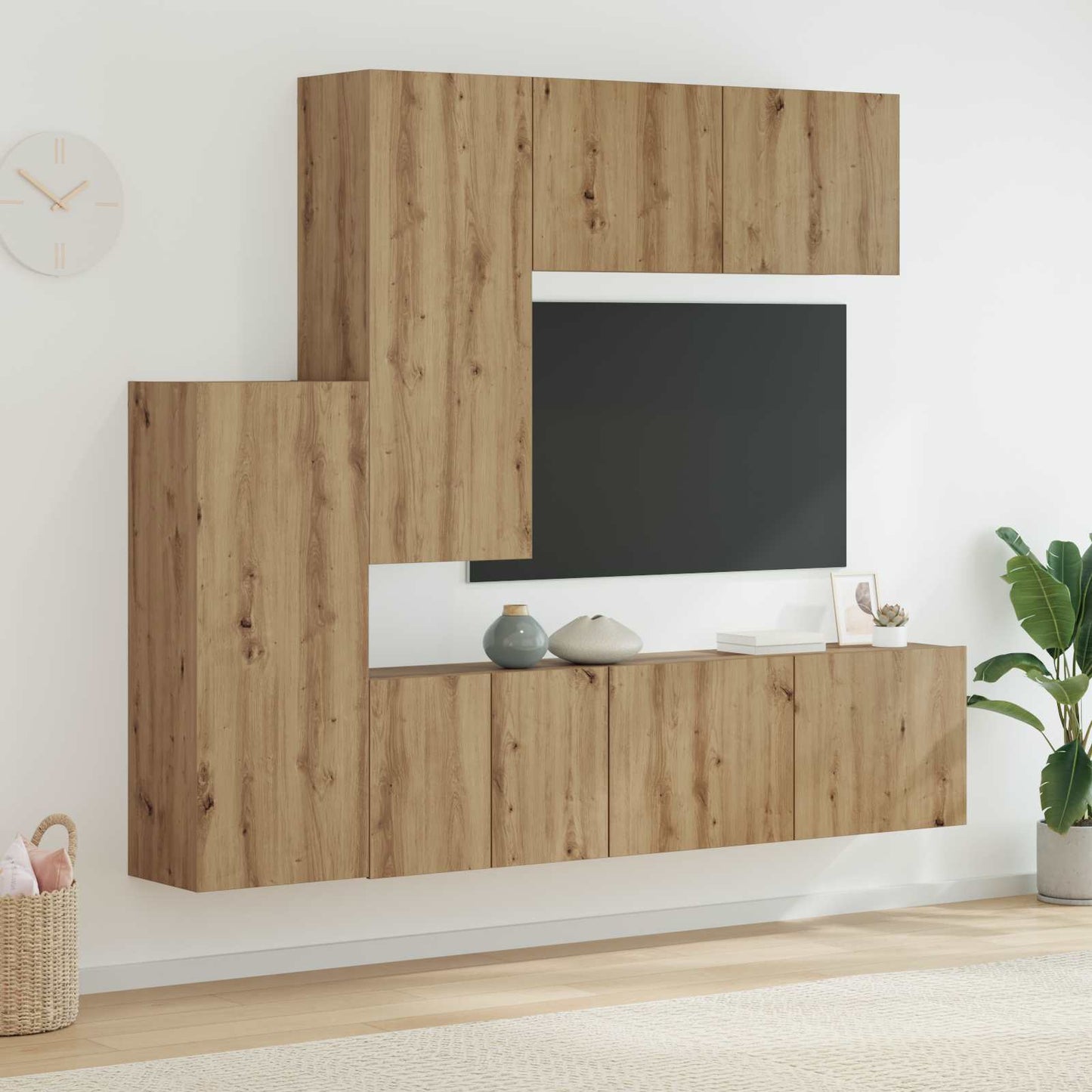 TV-Wandmöbel Wandmontiert 5 pcs Artisan-Eiche Holzwerkstoff