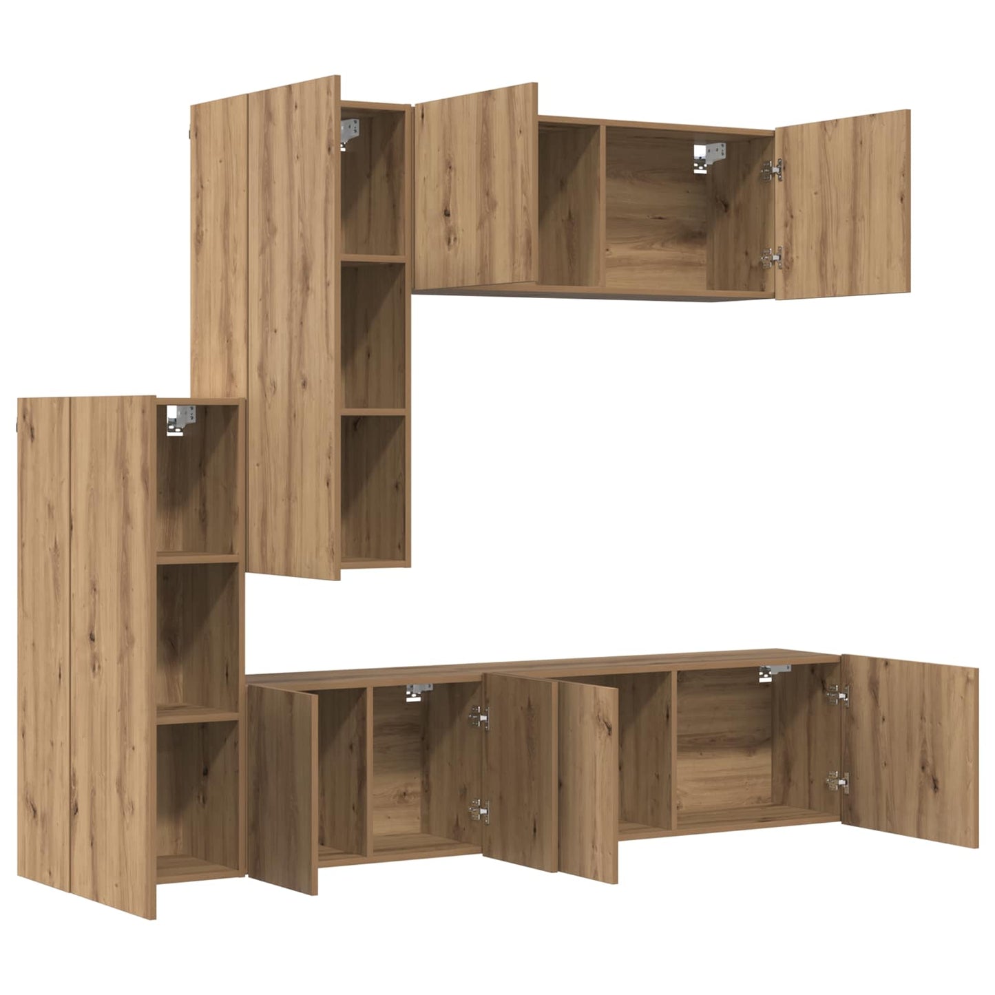 TV-Wandmöbel Wandmontiert 5 pcs Artisan-Eiche Holzwerkstoff