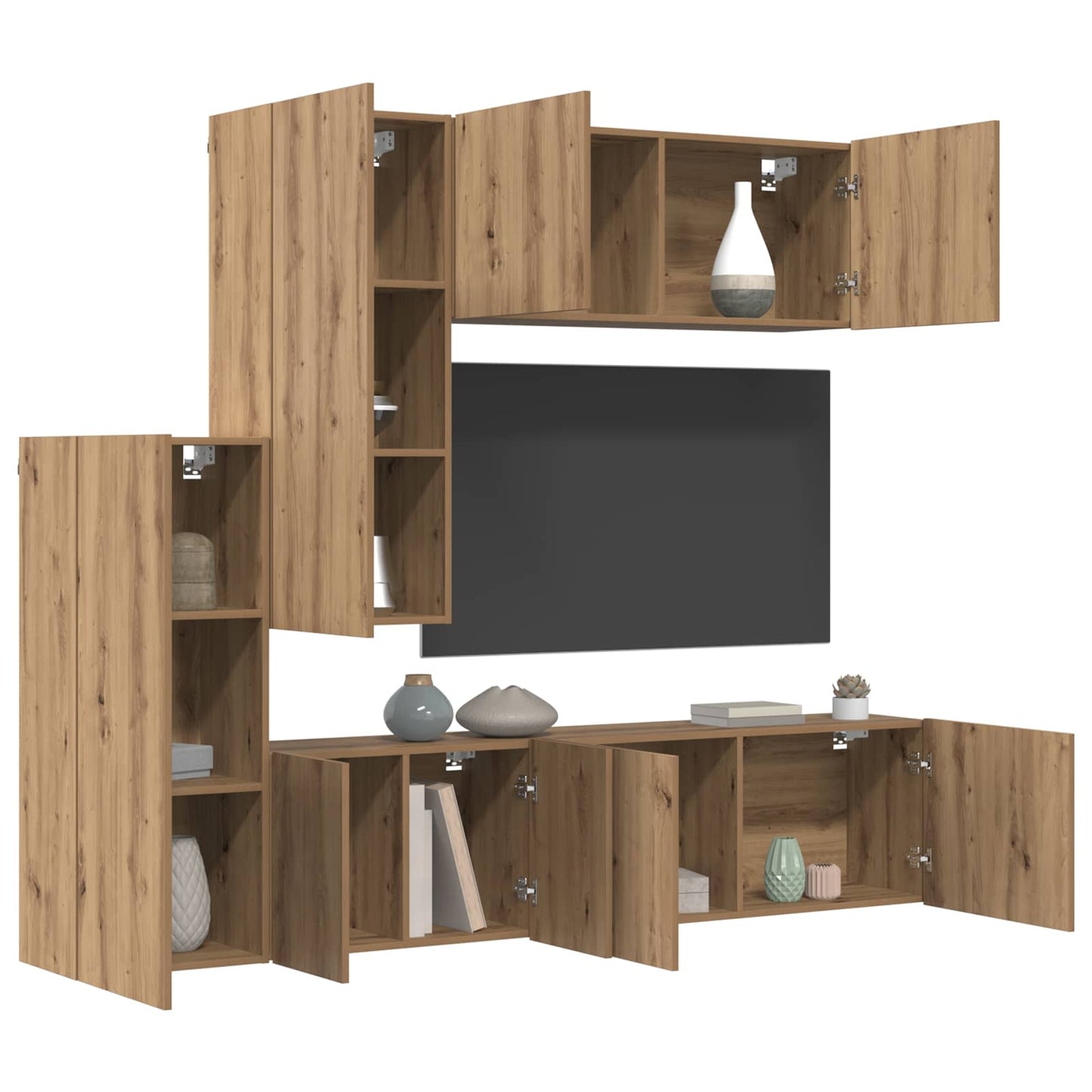 TV-Wandmöbel Wandmontiert 5 pcs Artisan-Eiche Holzwerkstoff