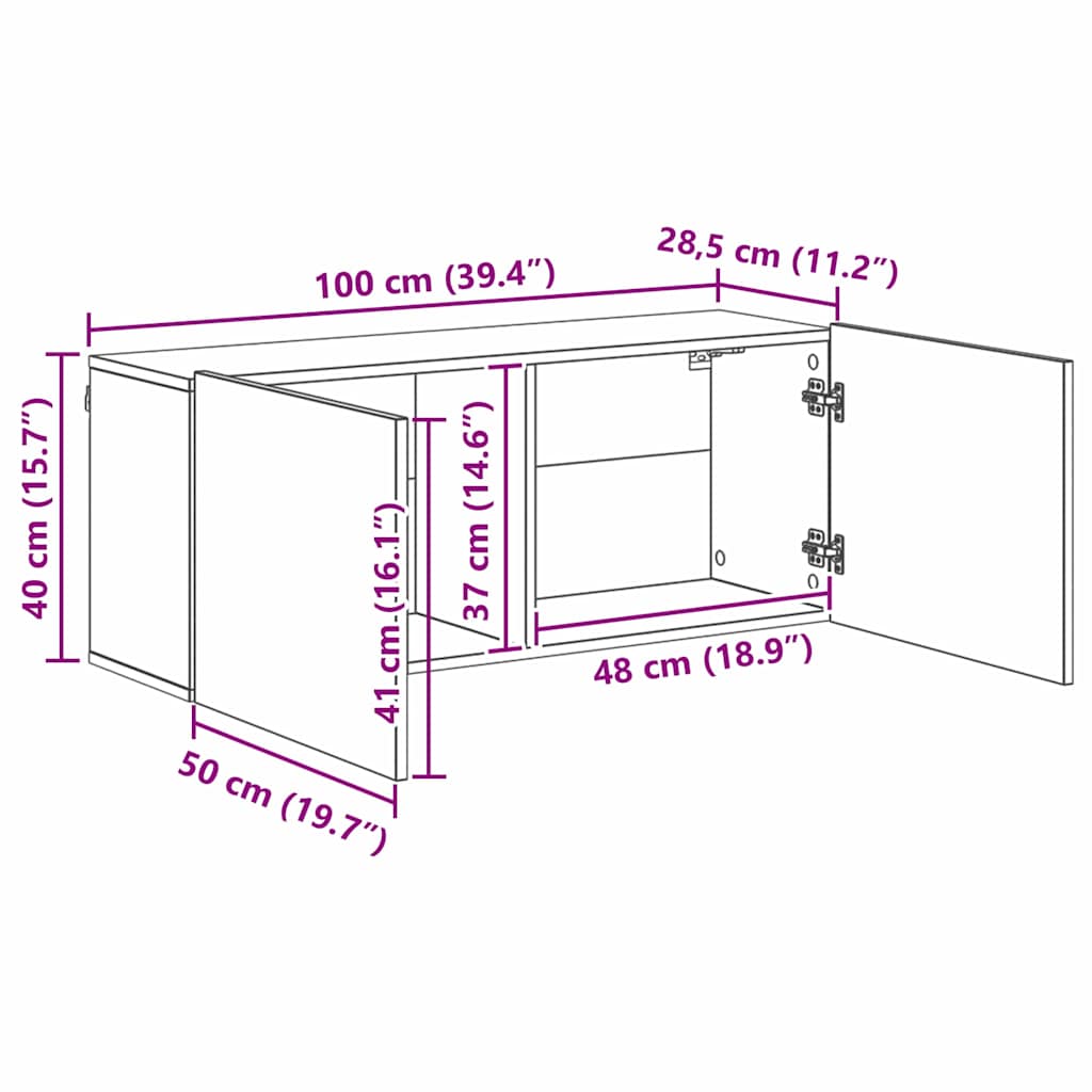 TV-Wandmöbel 5 pcs Schwarz Eichen-Optik Holzwerkstoff