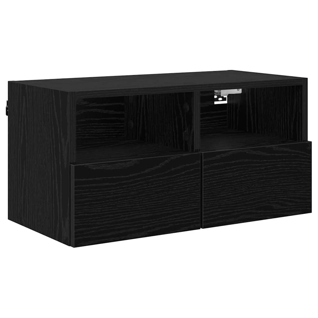 TV-Wandgeräte 4 pcs Schwarz Eichen-Optik Holzwerkstoff