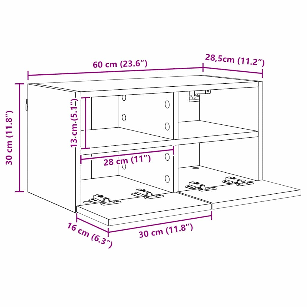 TV-Wandgeräte 4 pcs Schwarz Eichen-Optik Holzwerkstoff