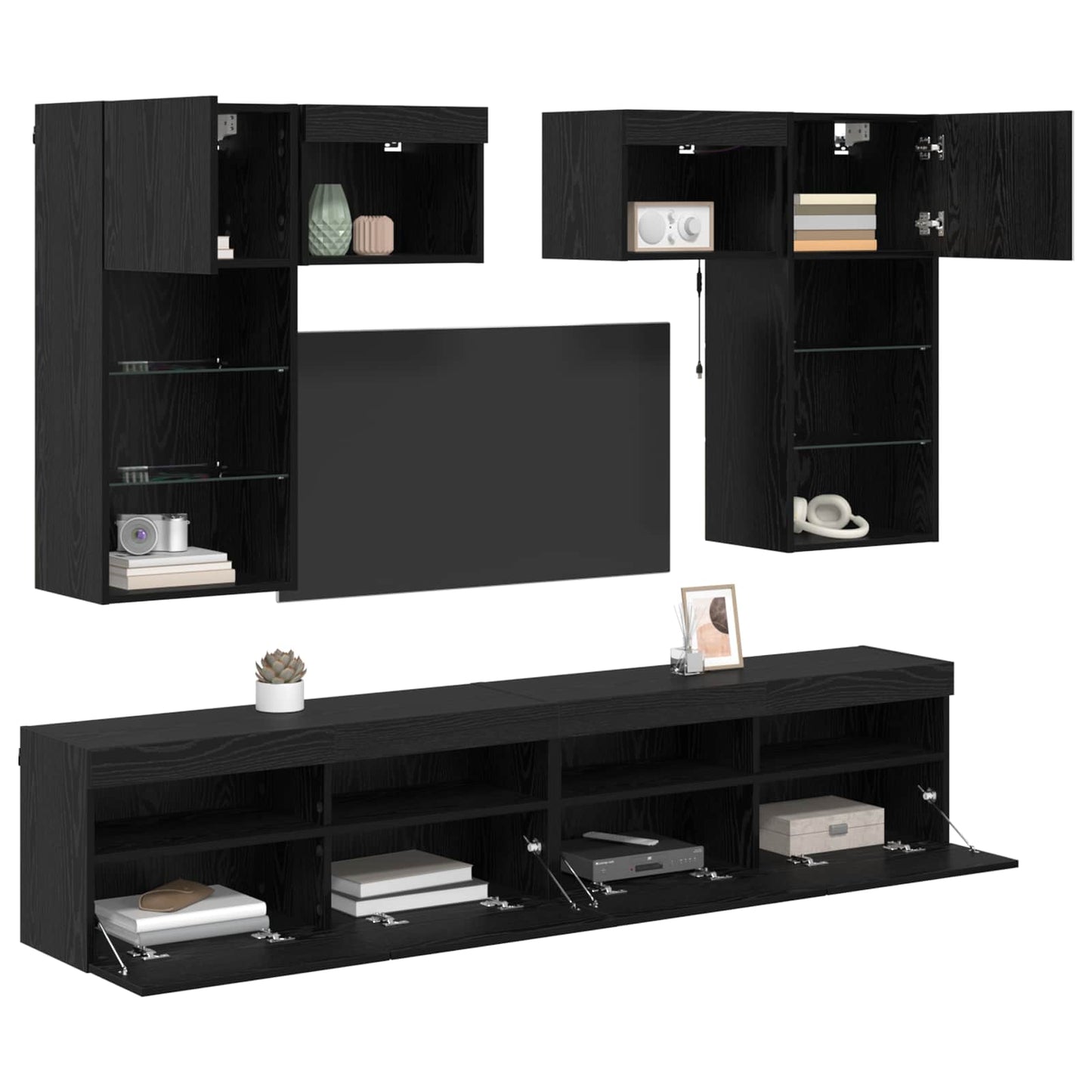 TV-Wandgeräte Wandmontiert 6 pcs Artisan-Eiche Holzwerkstoff