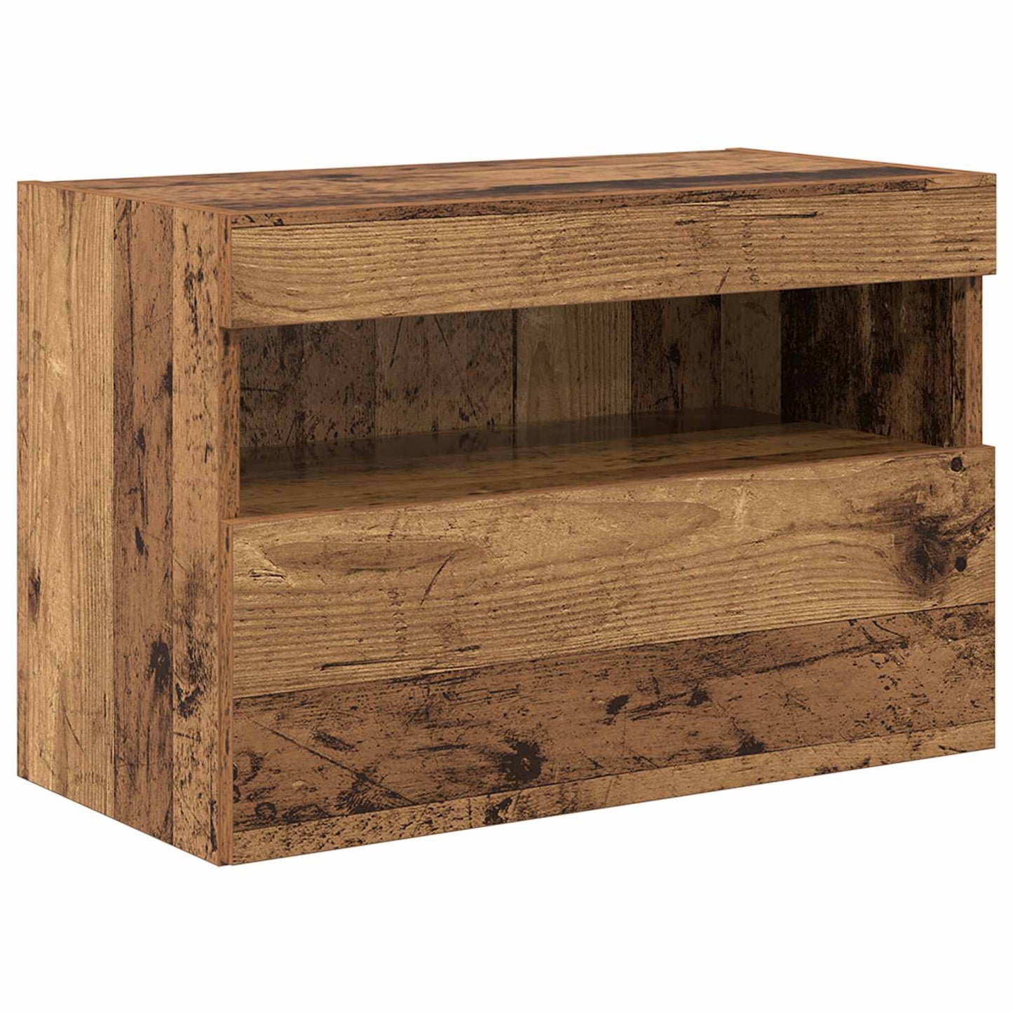 TV-Wandschrank-Set mit LED-Lichtern 7 pcs Altholz Holzwerkstoff