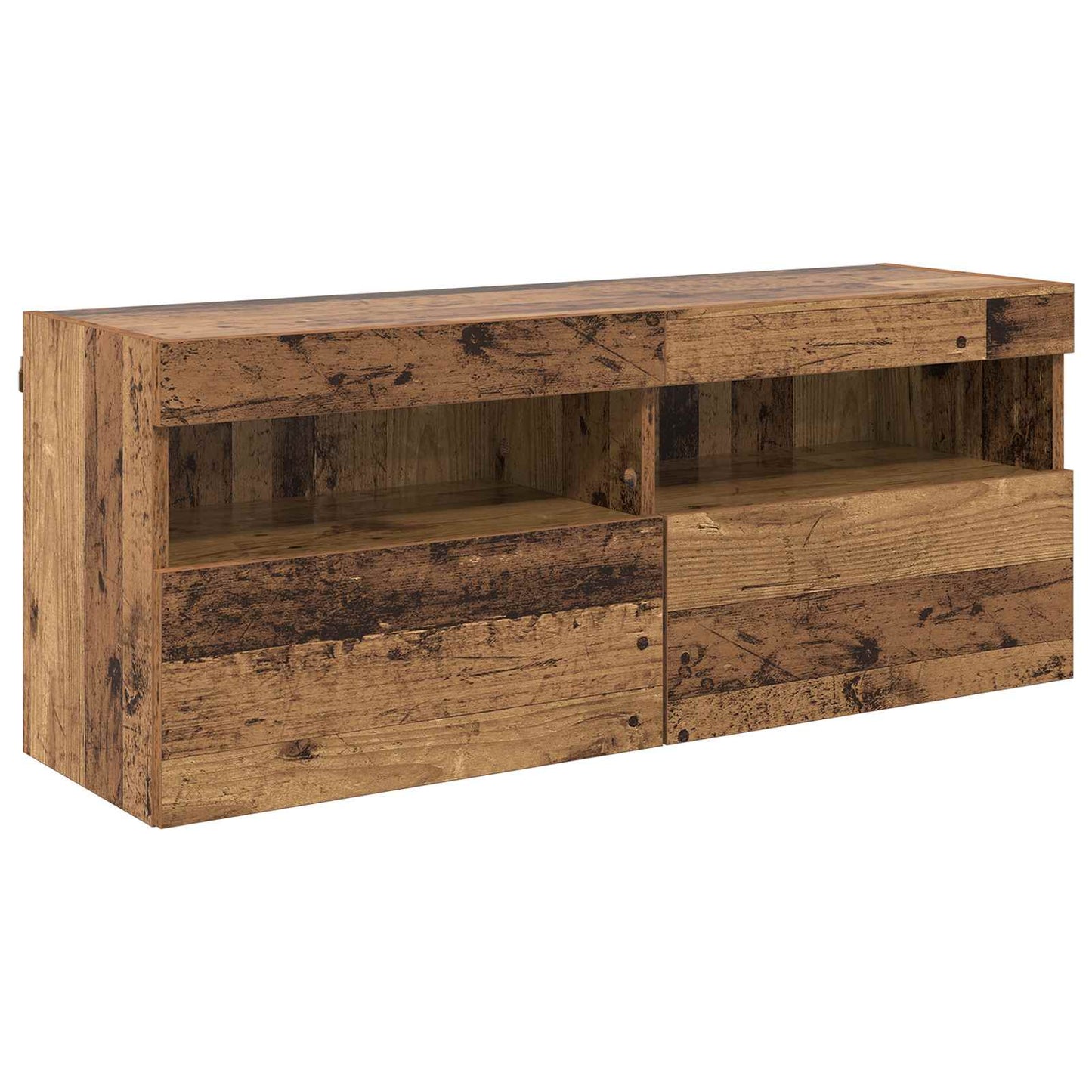 TV-Wandschrank-Set mit LED-Lichtern 7 pcs Altholz Holzwerkstoff