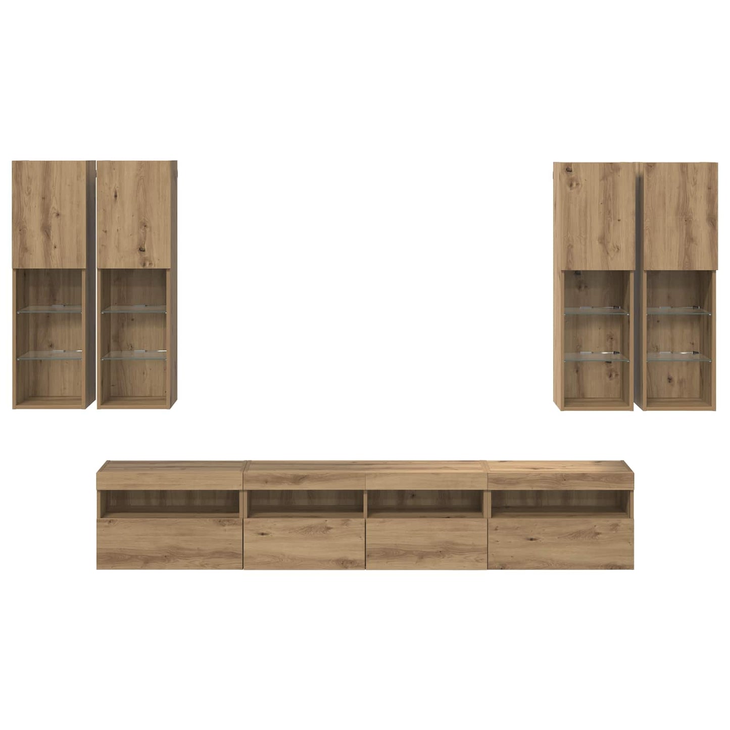 TV-Wandschrank-Set mit LED-Lichtern mit LED 7 pcs Artisan-Eiche