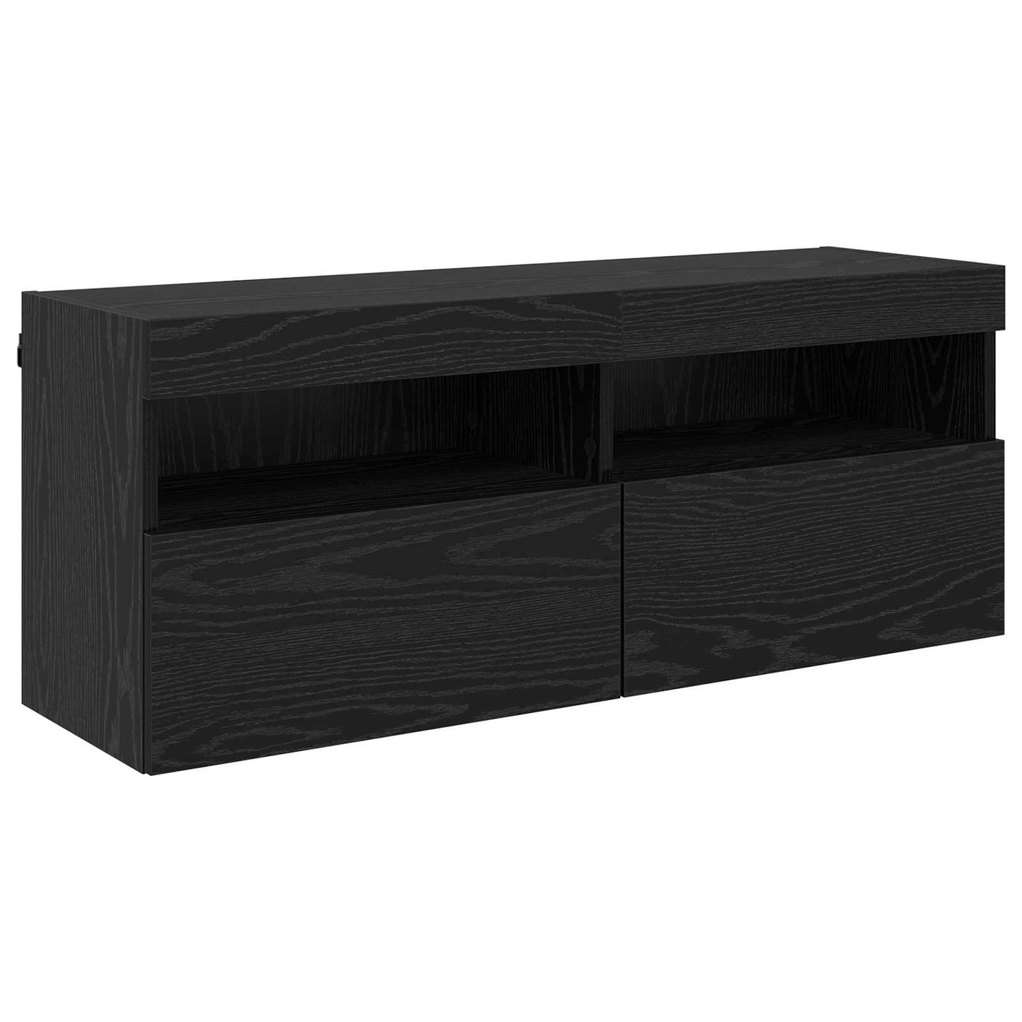 TV-Wandregal-Set 7 pcs Schwarz Eichen-Optik Holzwerkstoff