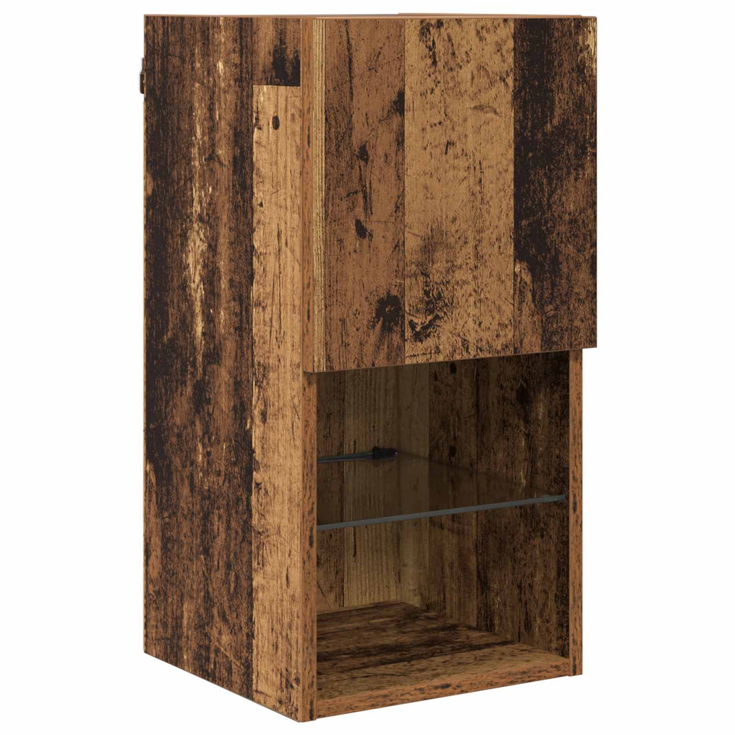 TV-Wandregale mit LED-Lichtleisten 4 pcs Altholz Holzwerkstoff