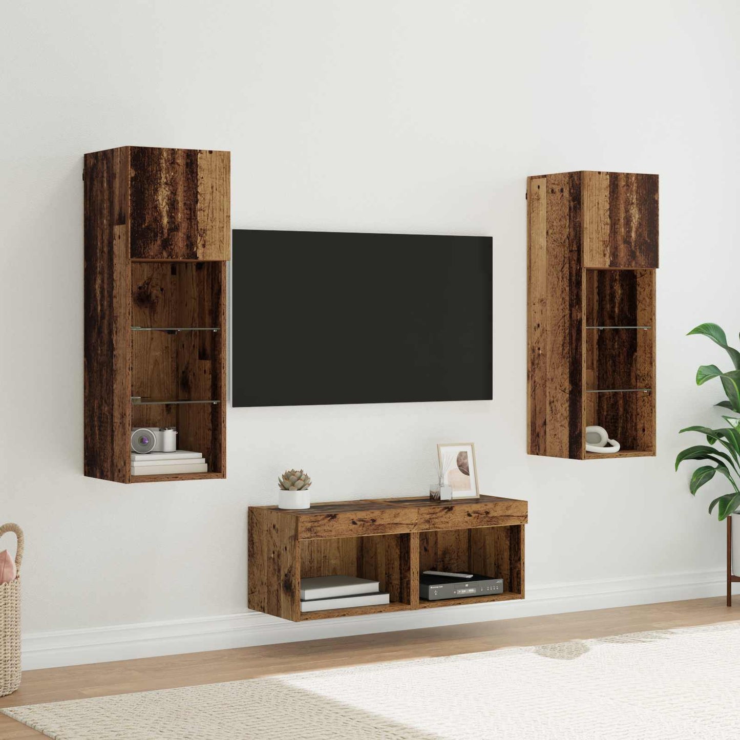 TV-Wandregale Wandmontiert 4 pcs Artisan-Eiche Holzwerkstoff