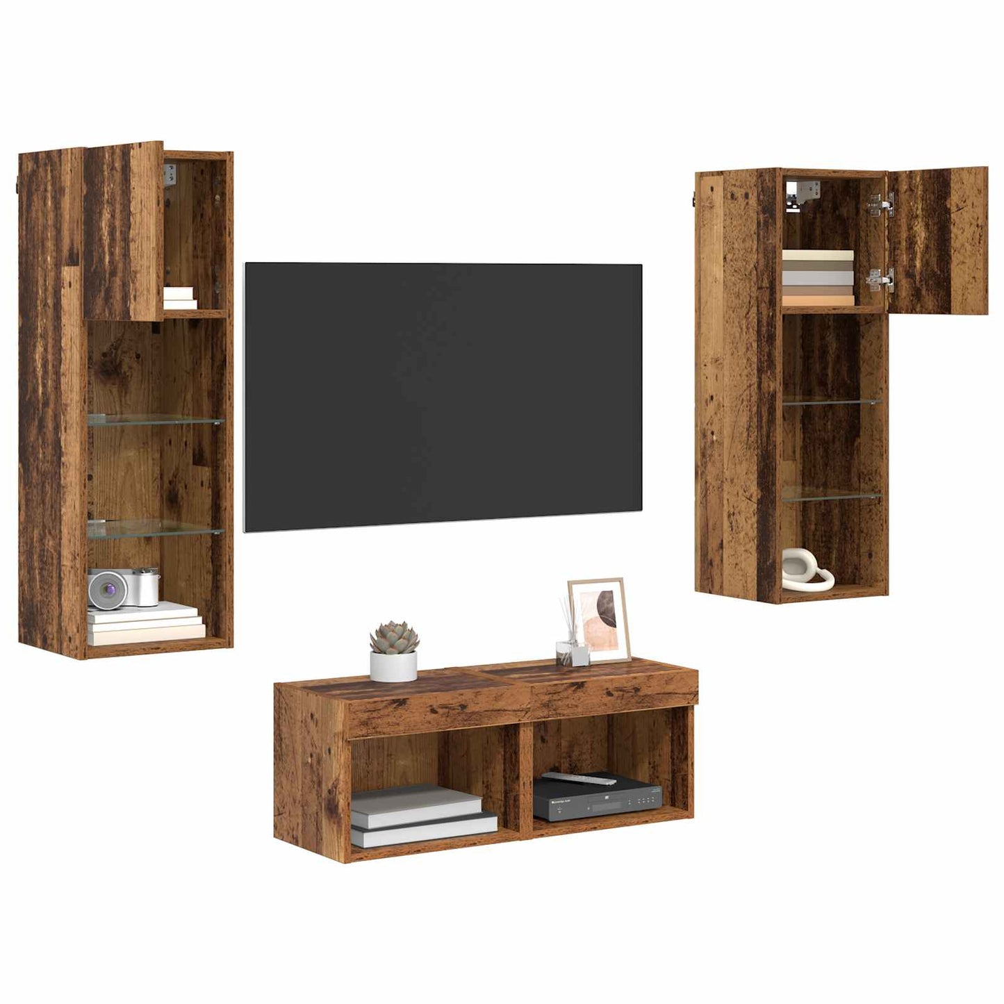 TV-Wandregale Wandmontiert 4 pcs Artisan-Eiche Holzwerkstoff