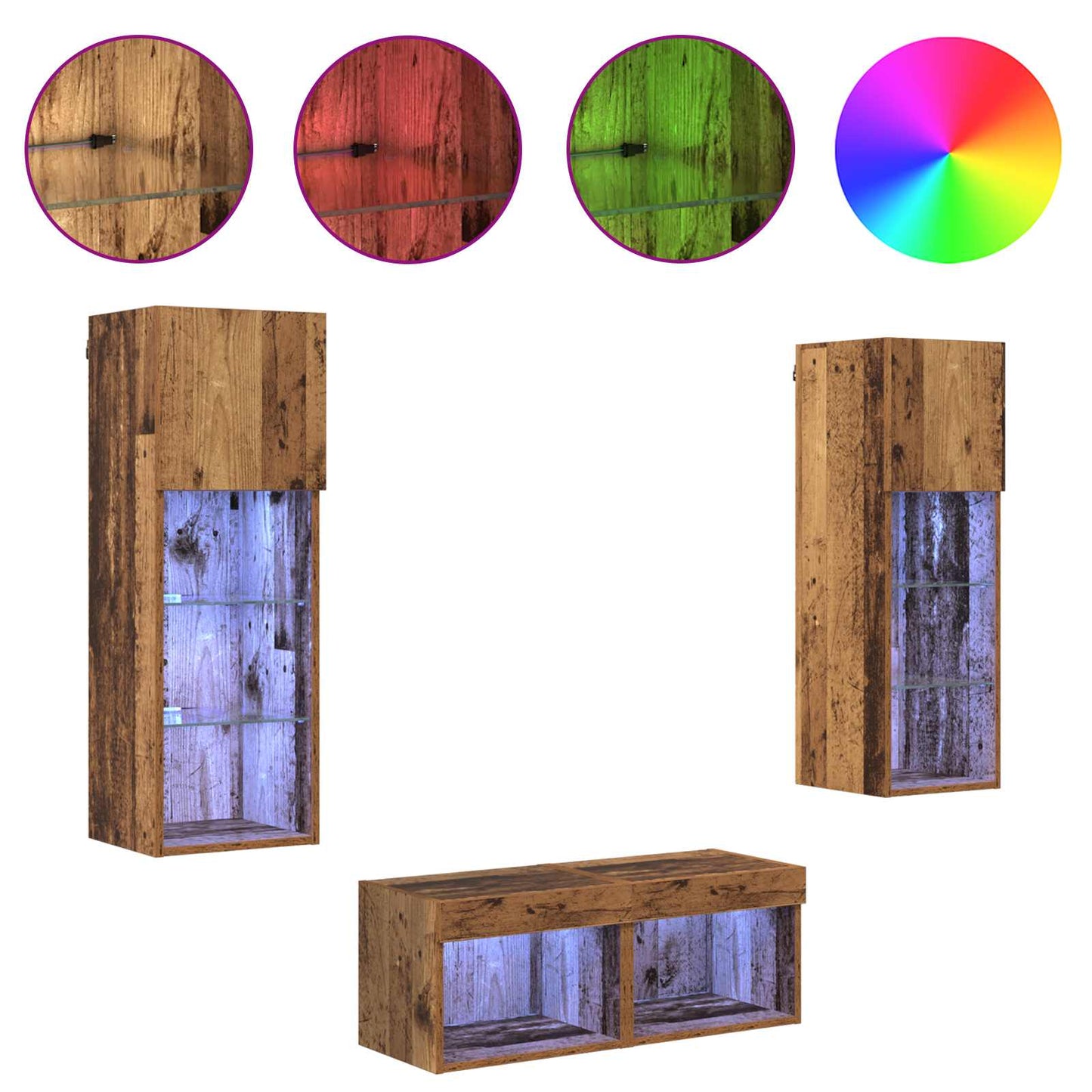 TV-Wandregale Wandmontiert 4 pcs Artisan-Eiche Holzwerkstoff