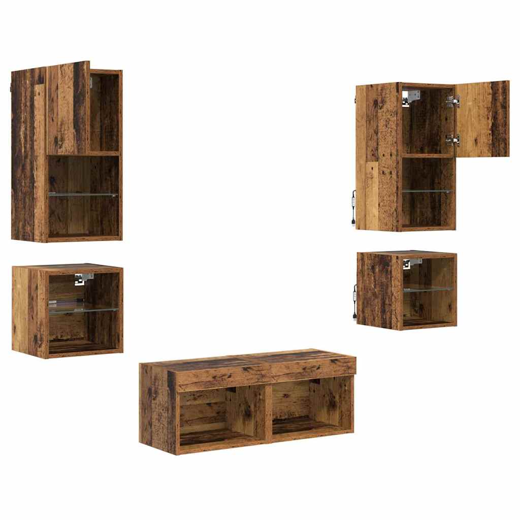 TV-Wandgeräte 8 pcs Altholz Holzwerkstoff